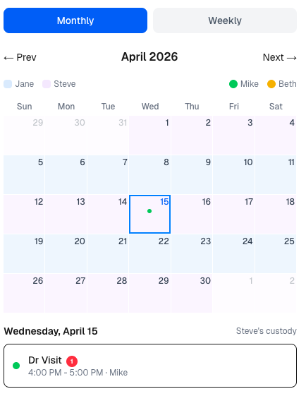 FairLedger calendar on iPhone